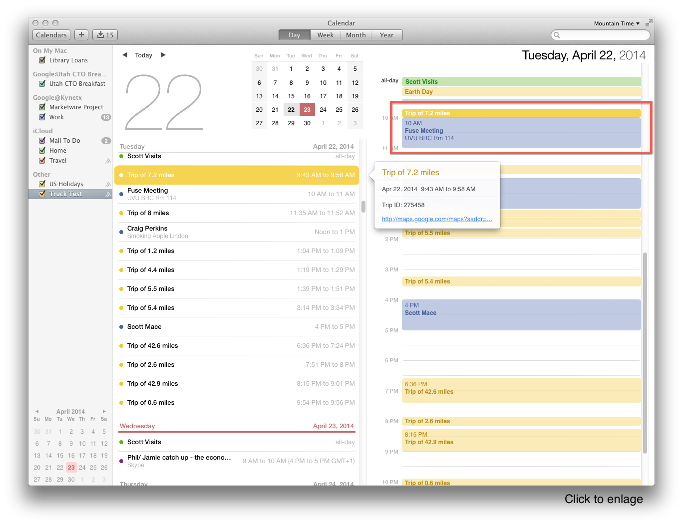 Trips on my calendar Trips on my calendar
