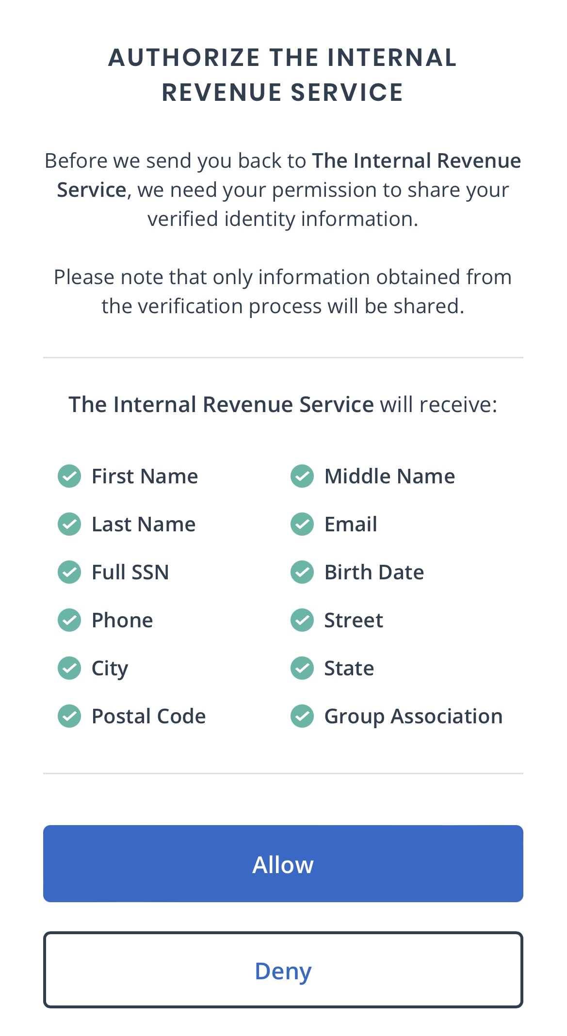 ID.me sends this info to the IRS ID.me sends this info to the IRS