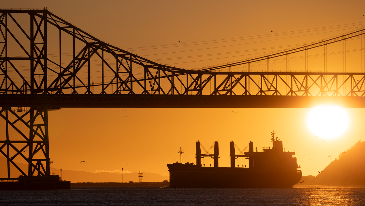 Oil Tanker at Sunset